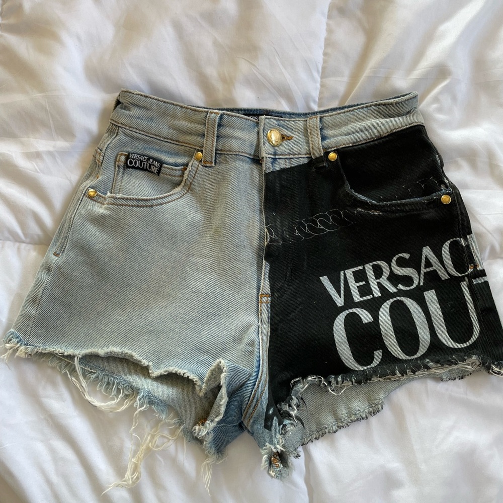 Versace Logo Denim Shorts
